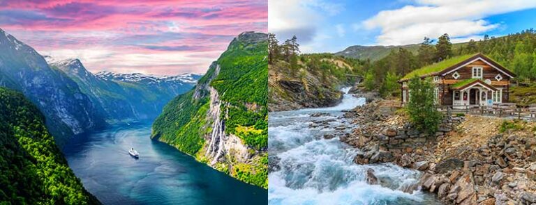 Geirangerfjorden and Lom in Norway